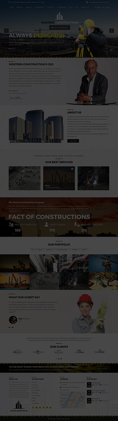 Western Construction Web Design Portfolio
