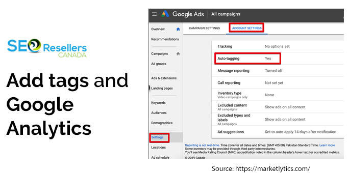 Add tags and Google Analytics