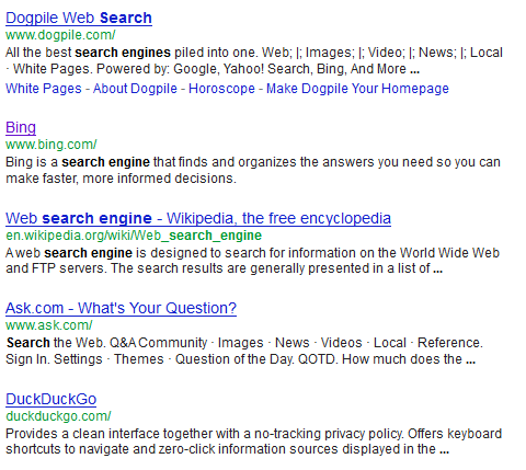 Bolded Keywords in Search Results