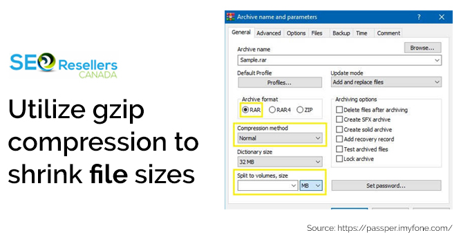 Utilize gzip compression to shrink file sizes